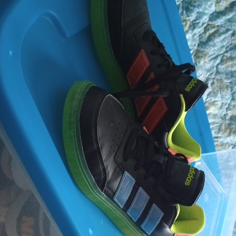 Adidas Black Sneakers with Red and Blue Accents